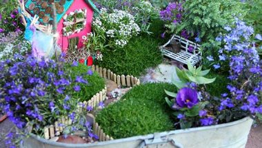 Fairy Garden in a Metal Tub